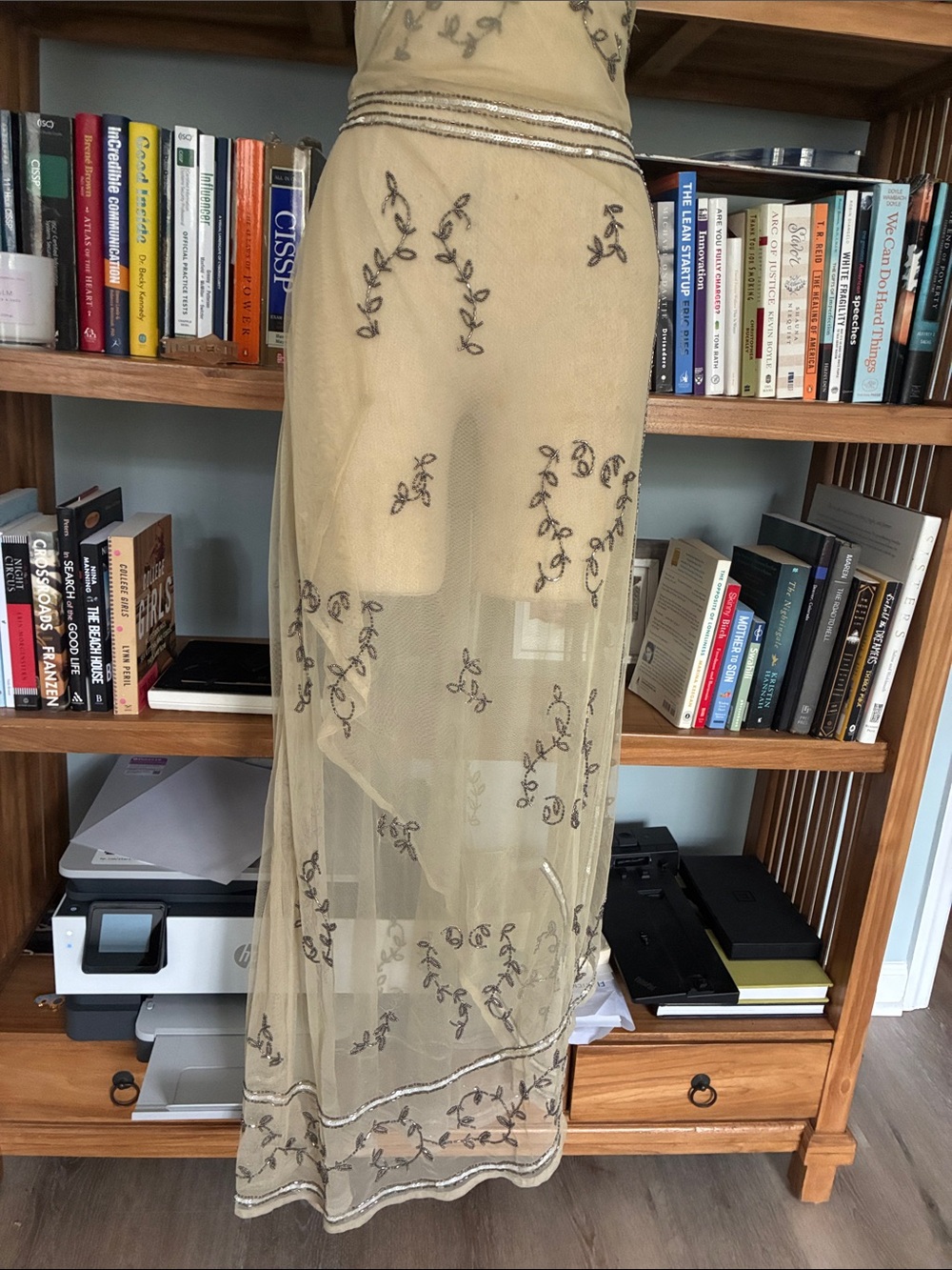 Free People Sheer Embroidered Slip Dress in Champagne - Picture 4 of 8